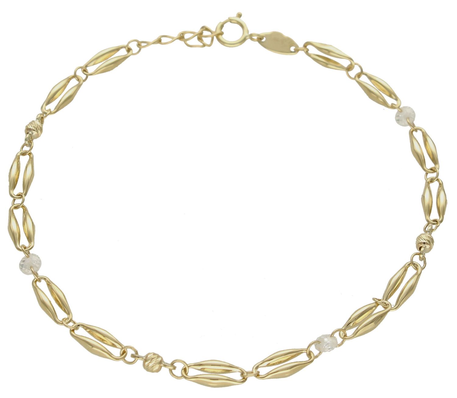 Bransoletka złota 333 duże łączone oczka z kuleczkami BR 6826 333. Złota bransoletka damska. Złota bransoletka oczka i koraliki. Bransoletka damska złota próby 333. Bransoletka idealna do każdej stylizacji. Bransoletka damska  (1).jpg